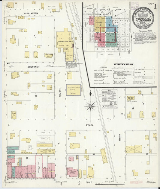 Sanborn Fire Insurance Map from Savannah, Andrew County, Missouri (1908), Sheet #0001 - Complete Map Set gallery image, historic Sanborn map, vintage wall art, Missouri Missouri