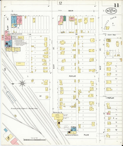 Sanborn Fire Insurance Map from Newton, Harvey County, Kansas (1901), Sheet #0011 - Complete Map Set gallery image, historic Sanborn map, vintage wall art, Kansas Kansas