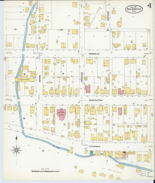 Sanborn Fire Insurance Map from Nelsonville, Athens County, Ohio (1907), Sheet #0004 - Historic Sanborn Fire Insurance Map Print, vintage old map wall art, antique decor, genealogy gift, Ohio Ohio map
