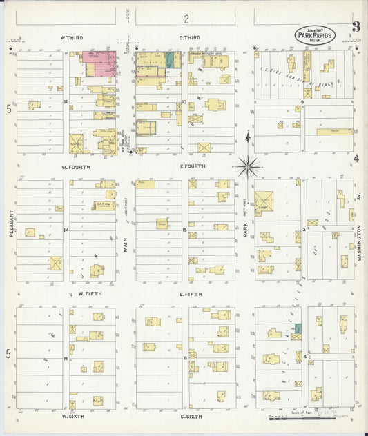 Sanborn Fire Insurance Map from Park Rapids, Hubbard County, Minnesota (1907), Sheet #0003 - Historic Sanborn Fire Insurance Map Print, vintage old map wall art, antique decor, genealogy gift, Minnesota Minnesota map