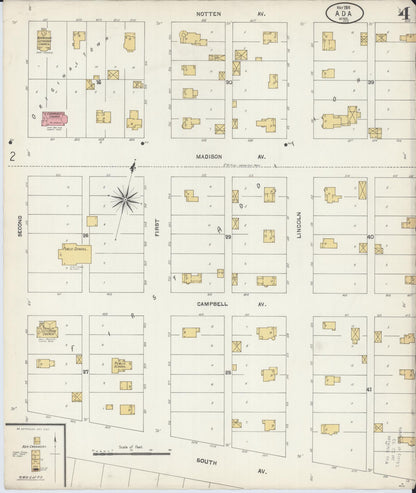 Sanborn Fire Insurance Map from Ada, Norman County, Minnesota (1904), Sheet #0004 - Historic Sanborn Fire Insurance Map Print, vintage old map wall art, antique decor, genealogy gift, Minnesota Minnesota map