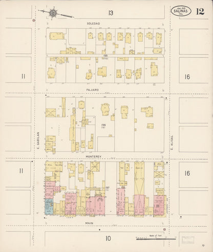 Sanborn Fire Insurance Map from Salinas, Monterey County, California (1913), Sheet #0012 - Complete Map Set gallery image, historic Sanborn map, vintage wall art, California California