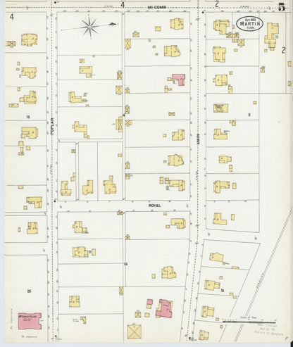 Sanborn Fire Insurance Map from Martin, Weakley County, Tennessee (1902), Sheet #0005 - Complete Map Set gallery image, historic Sanborn map, vintage wall art, Tennessee Tennessee