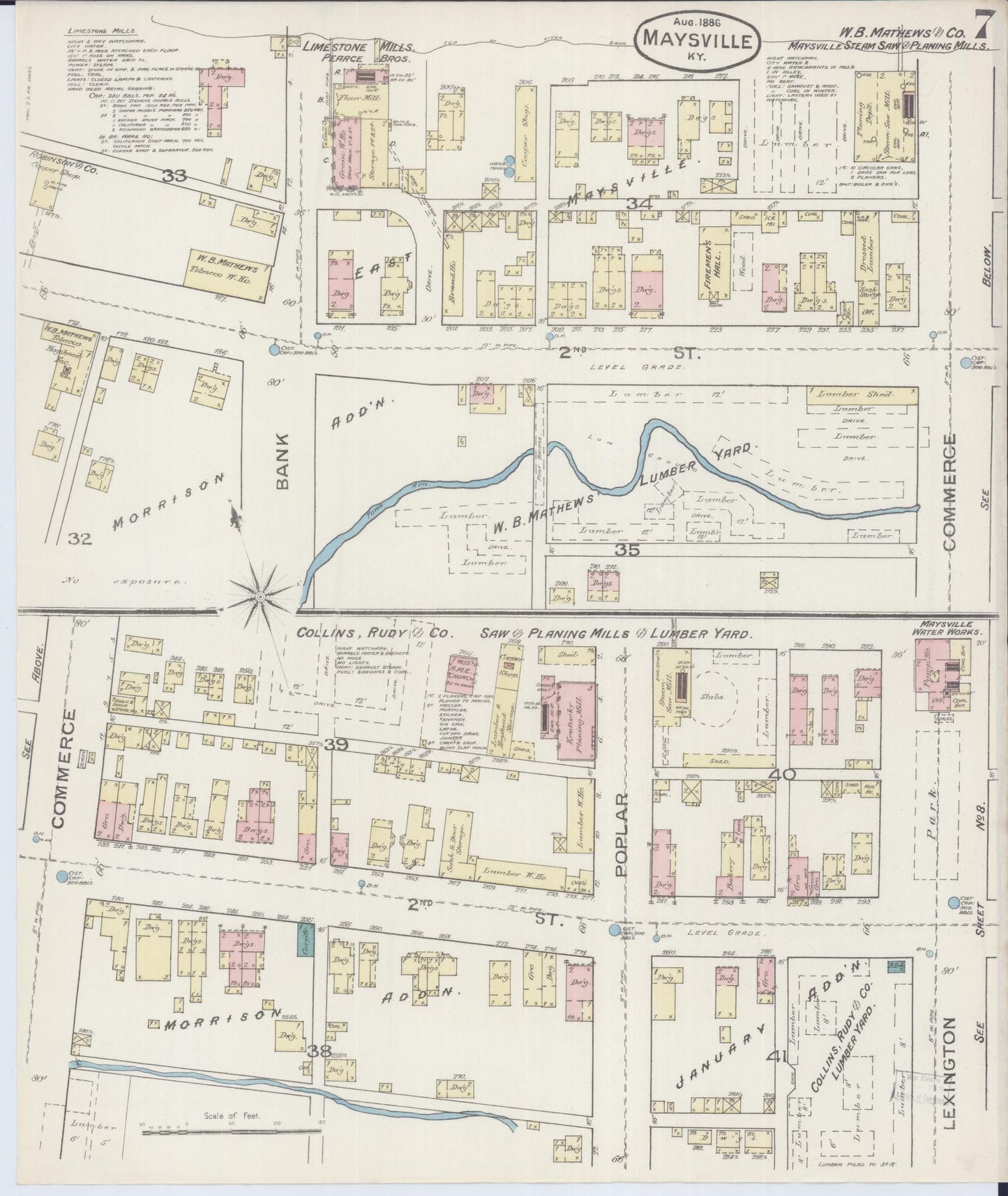 Sanborn Fire Insurance Map from Maysville, Mason County, Kentucky (1886), Sheet #0007 - Complete Map Set gallery image, historic Sanborn map, vintage wall art, Kentucky Kentucky