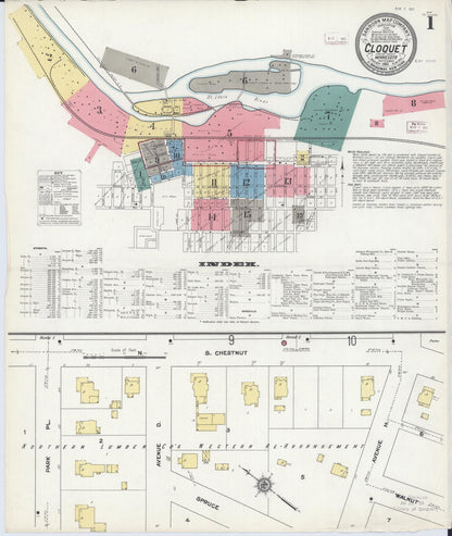 Sanborn Fire Insurance Map from Cloquet, Carlton County, Minnesota (1911), Sheet #0001 - Complete Map Set gallery image, historic Sanborn map, vintage wall art, Minnesota Minnesota