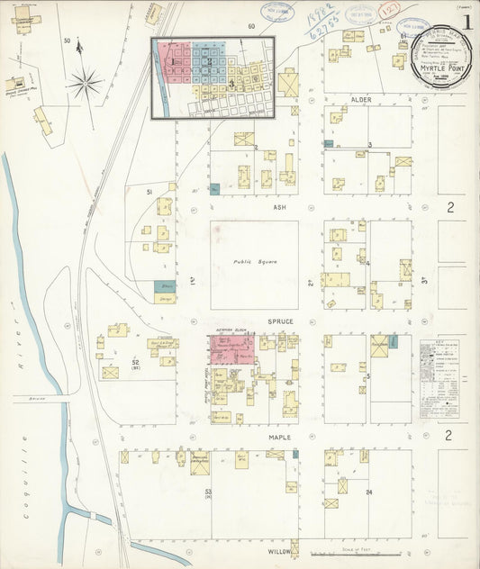 Sanborn Fire Insurance Map from Myrtle Point, Coos County, Oregon. (1898) – Historic Sanborn Fire Insurance Map Print