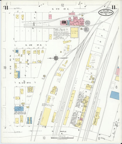 Sanborn Fire Insurance Map from Watertown, Codington County, South Dakota (1923), Sheet #0011 - Complete Map Set gallery image, historic Sanborn map, vintage wall art, South Dakota South Dakota