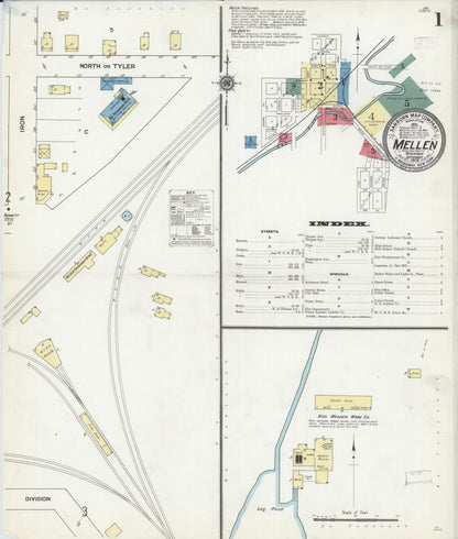 Sanborn Fire Insurance Map from Mellen, Ashland County, Wisconsin (1909), Sheet #0001 - Complete Map Set gallery image, historic Sanborn map, vintage wall art, Wisconsin Wisconsin