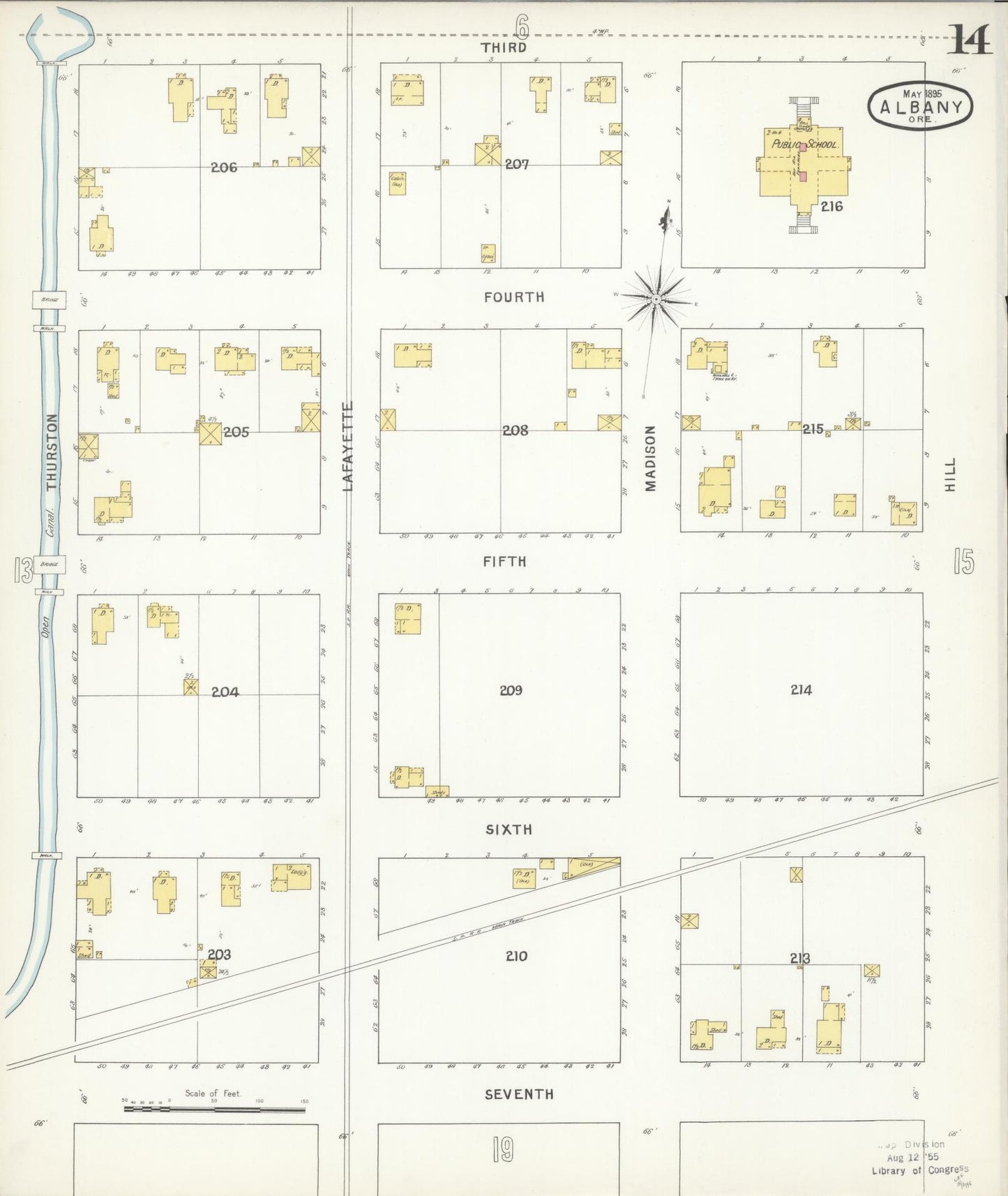 Sanborn Fire Insurance Map from Albany, Linn County, Oregon (1895), Sheet #0014 - Complete Map Set gallery image, historic Sanborn map, vintage wall art, Oregon Oregon