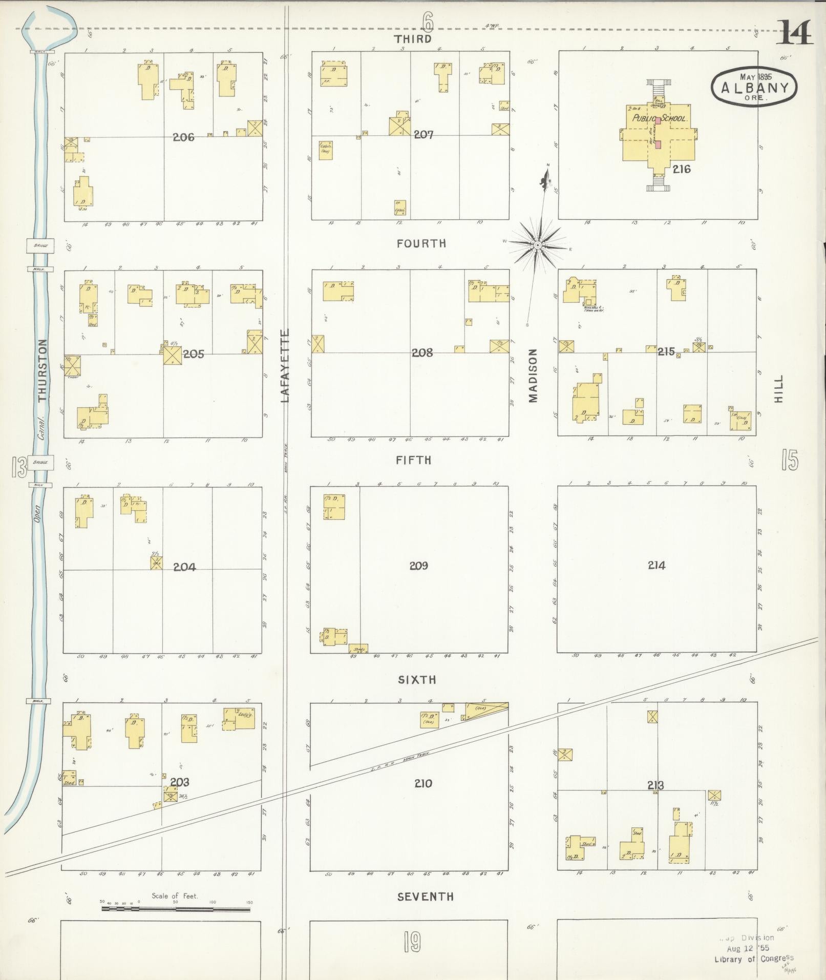 Sanborn Fire Insurance Map from Albany, Linn County, Oregon (1895), Sheet #0014 - Complete Map Set gallery image, historic Sanborn map, vintage wall art, Oregon Oregon