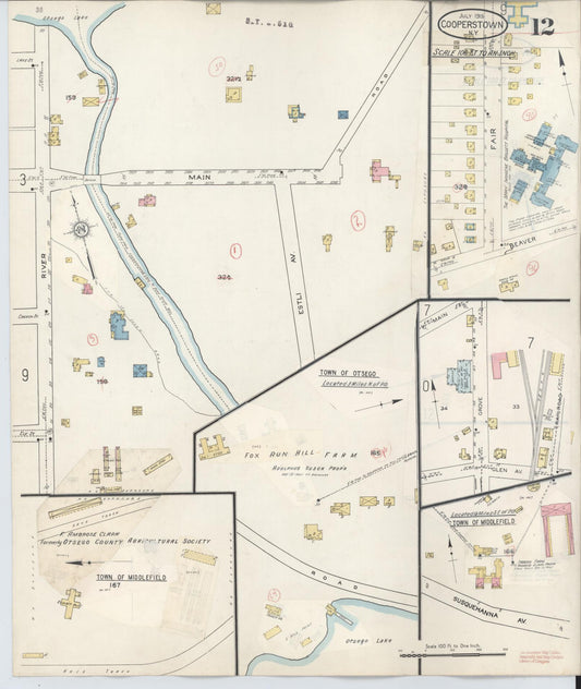 Sanborn Fire Insurance Map from Cooperstown, Otsego County, New York (1949), Sheet #0012 - Historic Sanborn Fire Insurance Map Print, vintage old map wall art, antique decor, genealogy gift, New York New York map