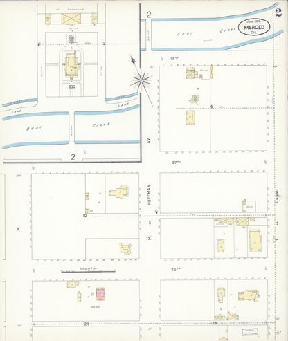 Sanborn Fire Insurance Map from Merced, Merced County, California (1898), Sheet #0002 - Complete Map Set gallery image, historic Sanborn map, vintage wall art, California California