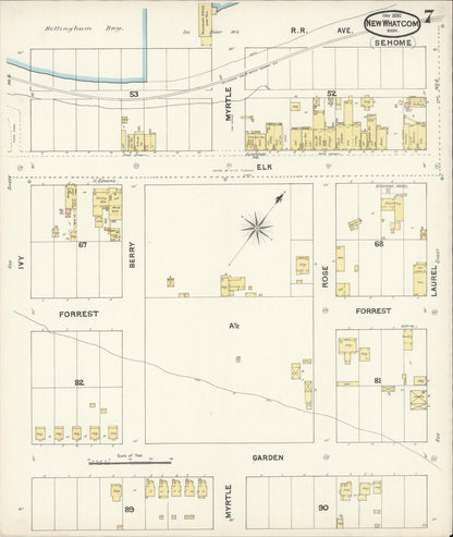 Sanborn Fire Insurance Map from New Whatcom, Whatcom County, Washington (1890), Sheet #0007 - Complete Map Set gallery image, historic Sanborn map, vintage wall art, Washington Washington