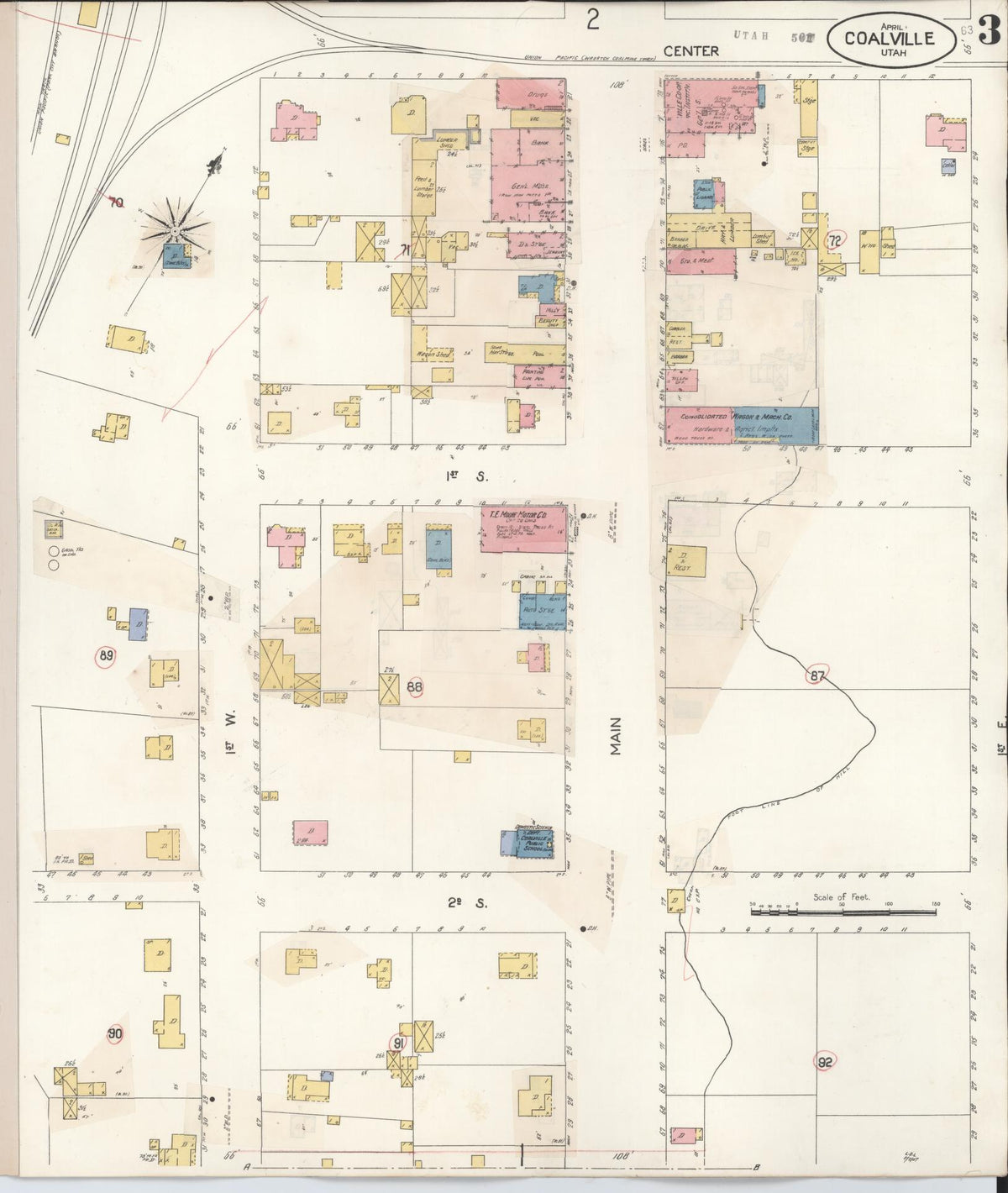 Sanborn Fire Insurance Map from Coalville, Summit County, Utah (1929), Sheet #0003 - Complete Map Set gallery image, historic Sanborn map, vintage wall art, Utah Utah