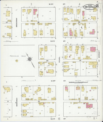Sanborn Fire Insurance Map from Metropolis, Massac County, Illinois (1921), Sheet #0008 - Historic Sanborn Fire Insurance Map Print, vintage old map wall art, antique decor, genealogy gift, Illinois Illinois map