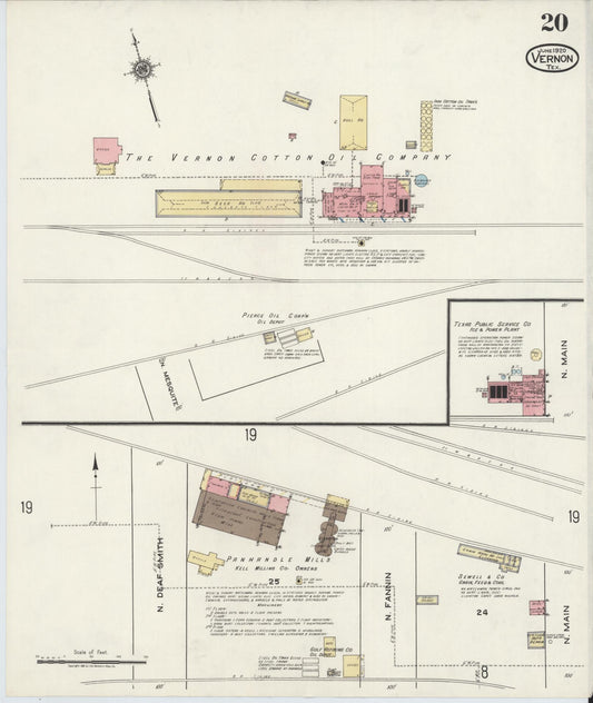 Sanborn Fire Insurance Map from Vernon, Wilbarger County, Texas (1920), Sheet #0020 - Historic Sanborn Fire Insurance Map Print, vintage old map wall art, antique decor, genealogy gift, Texas Texas map