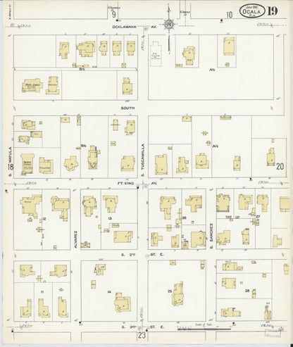 Sanborn Fire Insurance Map from Ocala, Marion County, Florida (1912), Sheet #0019 - Complete Map Set gallery image, historic Sanborn map, vintage wall art, Florida Florida