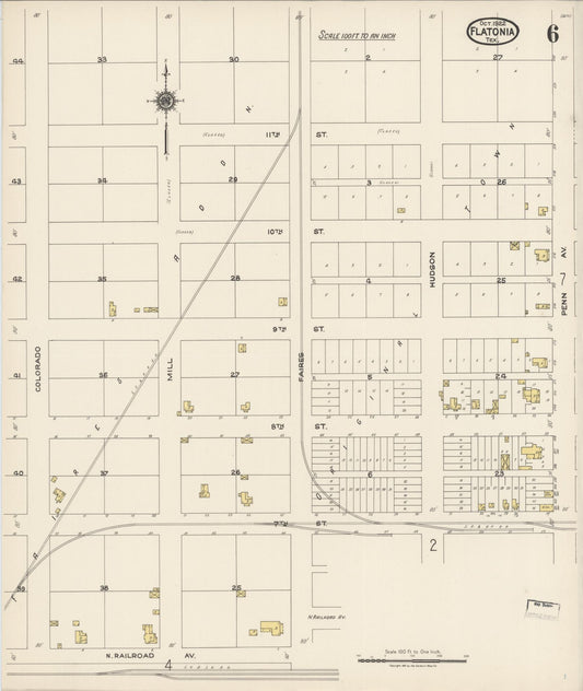 Sanborn Fire Insurance Map from Flatonia, Fayette County, Texas (1922), Sheet #0006 - Historic Sanborn Fire Insurance Map Print, vintage old map wall art, antique decor, genealogy gift, Texas Texas map