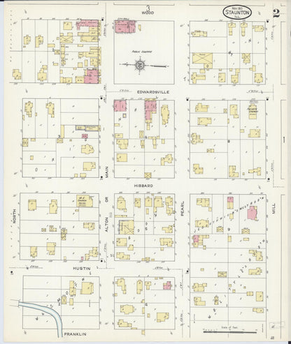 Sanborn Fire Insurance Map from Staunton, Macoupin County, Illinois (1913), Sheet #0002 - Complete Map Set gallery image, historic Sanborn map, vintage wall art, Illinois Illinois