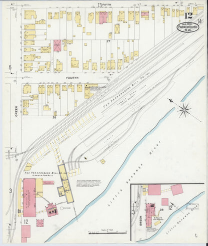 Sanborn Fire Insurance Map from Parkersburg, Wood County, West Virginia (1909), Sheet #0012 - Complete Map Set gallery image, historic Sanborn map, vintage wall art, West Virginia West Virginia