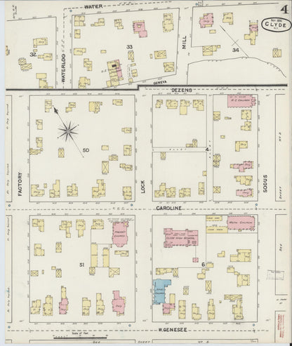 Sanborn Fire Insurance Map from Clyde, Wayne County, New York (1890), Sheet #0004 - Complete Map Set gallery image, historic Sanborn map, vintage wall art, New York New York