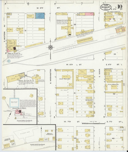 Sanborn Fire Insurance Map from Hobart, Kiowa County, Oklahoma (1916), Sheet #0010 - Complete Map Set gallery image, historic Sanborn map, vintage wall art, Oklahoma Oklahoma