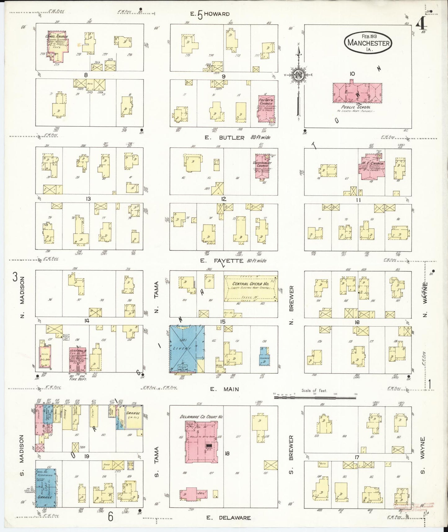 Sanborn Fire Insurance Map from Manchester, Delaware County, Iowa (1913), Sheet #0004 - Historic Sanborn Fire Insurance Map Print