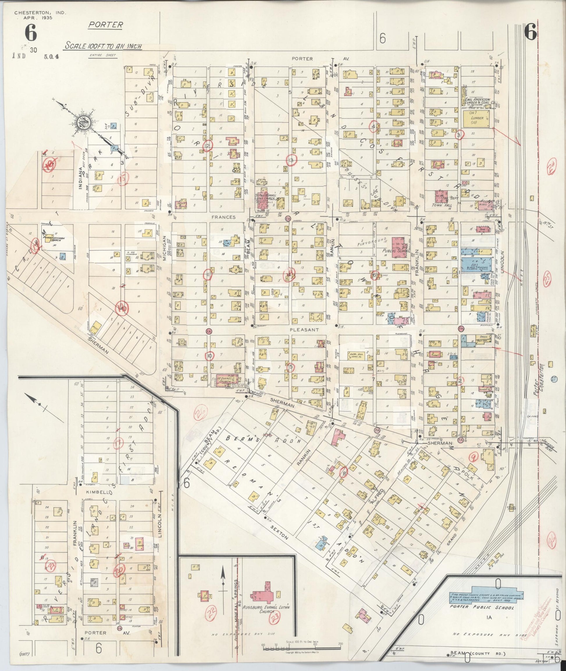 Sanborn Fire Insurance Map from Chesterton, Porter County, Indiana (1951), Sheet #0006 - Complete Map Set gallery image, historic Sanborn map, vintage wall art, Indiana Indiana