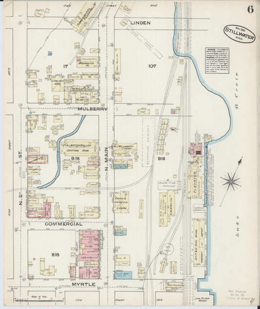 Sanborn Fire Insurance Map from Stillwater, Washington County, Minnesota (1884), Sheet #0006 - Historic Sanborn Fire Insurance Map Print, vintage old map wall art, antique decor, genealogy gift, Minnesota Minnesota map