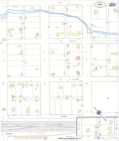 Sanborn Fire Insurance Map from Nampa, Canyon County, Idaho (1921), Sheet #0028 - Complete Map Set gallery image, historic Sanborn map, vintage wall art, Idaho Idaho