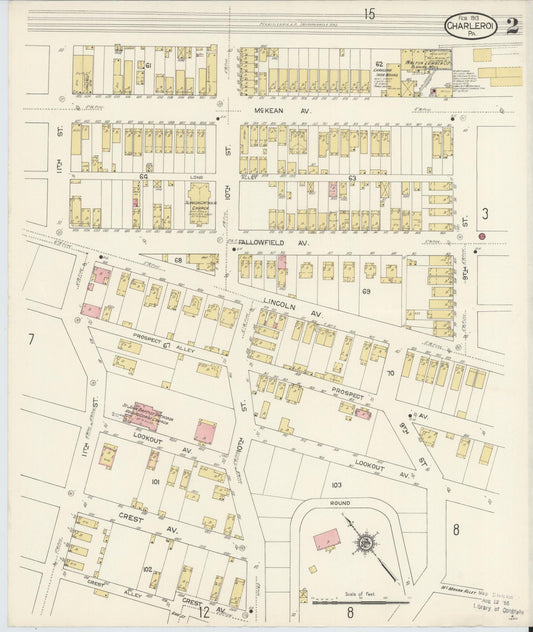 Sanborn Fire Insurance Map from Charleroi, Washington County, Pennsylvania (1913), Sheet #0002 - Historic Sanborn Fire Insurance Map Print, vintage old map wall art, antique decor, genealogy gift, Pennsylvania Pennsylvania map