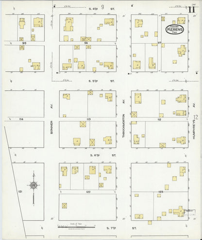 Sanborn Fire Insurance Map from Kerens, Navarro County, Texas (1921), Sheet #0011 - Complete Map Set gallery image, historic Sanborn map, vintage wall art, Texas Texas