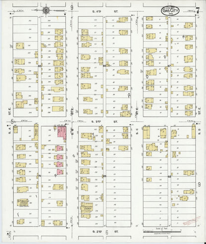 Sanborn Fire Insurance Map from Gas City, Grant County, Indiana (1920), Sheet #0007 - Complete Map Set gallery image, historic Sanborn map, vintage wall art, Indiana Indiana