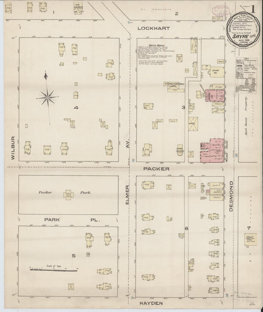 Sanborn Fire Insurance Map from Sayre, Bradford County, Pennsylvania (1885), Sheet #0001 - Historic Sanborn Fire Insurance Map Print, vintage old map wall art, antique decor, genealogy gift, Pennsylvania Pennsylvania map