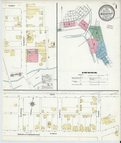 Sanborn Fire Insurance Map from Mahaffly, Clearfield County, Pennsylvania (1910), Sheet #0001 - Complete Map Set gallery image, historic Sanborn map, vintage wall art, Pennsylvania Pennsylvania