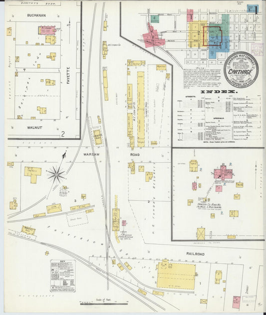 Sanborn Fire Insurance Map from Carthage, Hancock County, Illinois (1906), Sheet #0001 - Historic Sanborn Fire Insurance Map Print, vintage old map wall art, antique decor, genealogy gift, Illinois Illinois map