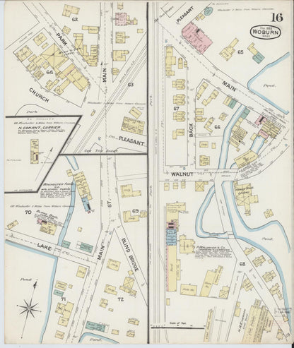 Sanborn Fire Insurance Map from Woburn, Middlesex County, Massachusetts (1888), Sheet #0016 - Complete Map Set gallery image, historic Sanborn map, vintage wall art, Massachusetts Massachusetts