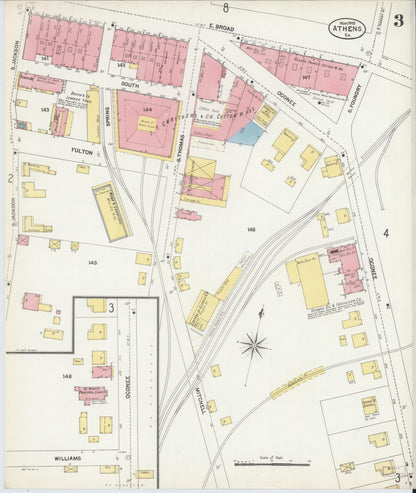 Sanborn Fire Insurance Map from Athens, Clarke County, Georgia (1903), Sheet #0003 - Complete Map Set gallery image, historic Sanborn map, vintage wall art, Georgia Georgia