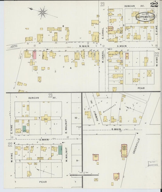 Sanborn Fire Insurance Map from Chippewa Falls, Chippewa County, Wisconsin (1895), Sheet #0022 - Historic Sanborn Fire Insurance Map Print, vintage old map wall art, antique decor, genealogy gift, Wisconsin Wisconsin map
