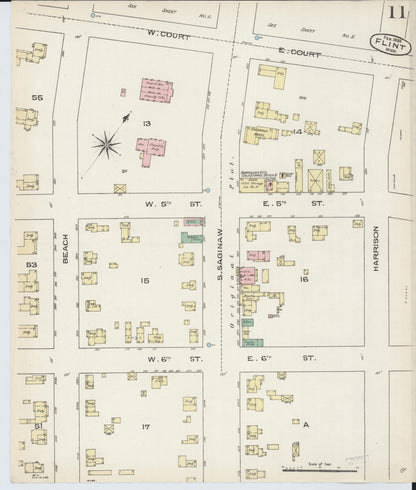 Sanborn Fire Insurance Map from Flint, Genesee County, Michigan (1886), Sheet #0011 - Complete Map Set gallery image, historic Sanborn map, vintage wall art, Michigan Michigan
