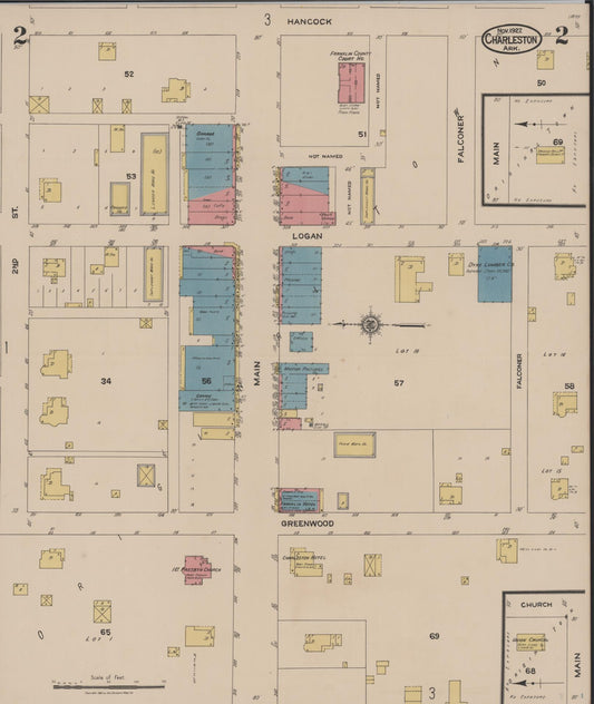 Sanborn Fire Insurance Map from Charleston, Franklin County, Arkansas (1922), Sheet #0002 - Historic Sanborn Fire Insurance Map Print, vintage old map wall art, antique decor, genealogy gift, Arkansas Arkansas map