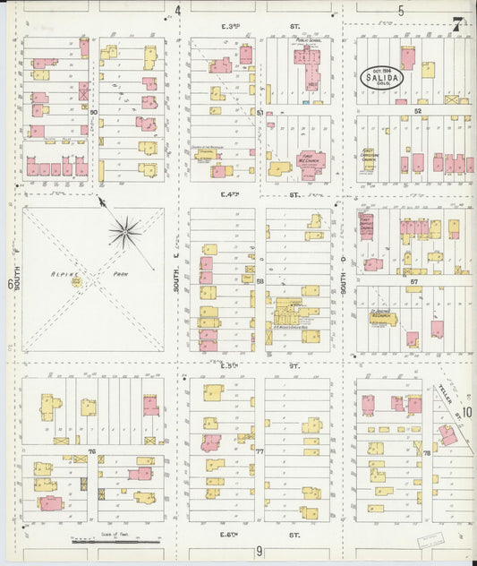 Sanborn Fire Insurance Map from Salida, Chaffee County, Colorado (1904), Sheet #0007 - Historic Sanborn Fire Insurance Map Print, vintage old map wall art, antique decor, genealogy gift, Colorado Colorado map