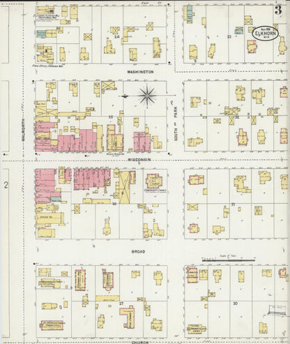 Sanborn Fire Insurance Map from Elkhorn, Walworth County, Wisconsin (1898), Sheet #0003 - Complete Map Set gallery image, historic Sanborn map, vintage wall art, Wisconsin Wisconsin