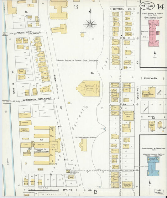 Sanborn Fire Insurance Map from Warsaw, Kosciusko County, Indiana (1905), Sheet #0014 - Historic Sanborn Fire Insurance Map Print, vintage old map wall art, antique decor, genealogy gift, Indiana Indiana map