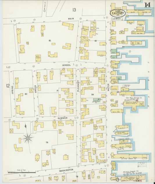 Sanborn Fire Insurance Map from Eastport, Washington County, Maine (1898), Sheet #0014 - Historic Sanborn Fire Insurance Map Print, vintage old map wall art, antique decor, genealogy gift, Maine Maine map