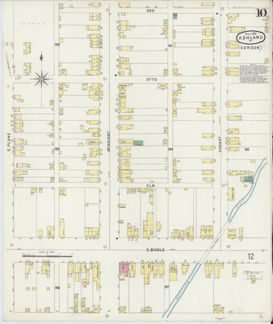 Sanborn Fire Insurance Map from Ashland, Schuylkill County, Pennsylvania (1896), Sheet #0010 - Historic Sanborn Fire Insurance Map Print, vintage old map wall art, antique decor, genealogy gift, Pennsylvania Pennsylvania map