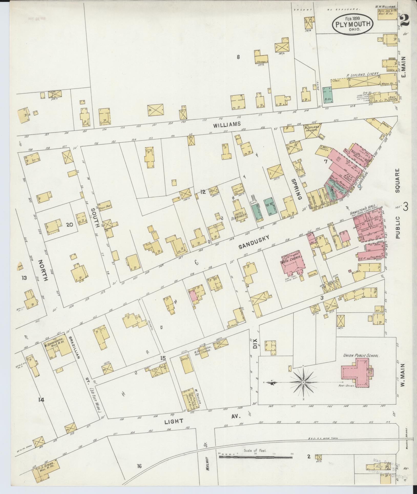 Sanborn Fire Insurance Map from Plymouth, Huron And Richland Counties, Ohio (1899), Sheet #0002 - Complete Map Set gallery image, historic Sanborn map, vintage wall art, Ohio Ohio