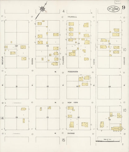 Sanborn Fire Insurance Map from Saint Johns, Multnomah County, Oregon (1911), Sheet #0009 - Complete Map Set gallery image, historic Sanborn map, vintage wall art, Oregon Oregon