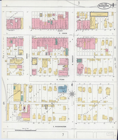 Sanborn Fire Insurance Map from Hoopeston, Vermilion County, Illinois (1906), Sheet #0004 - Historic Sanborn Fire Insurance Map Print, vintage old map wall art, antique decor, genealogy gift, Illinois Illinois map