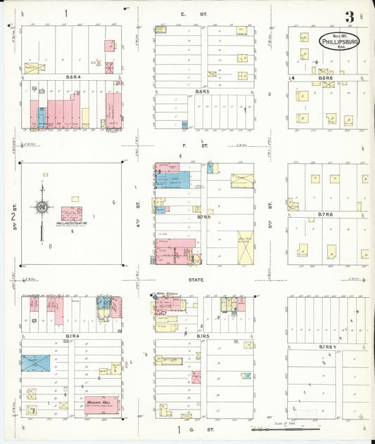 Sanborn Fire Insurance Map from Phillipsburg, Phillips County, Kansas (1911), Sheet #0003 - Historic Sanborn Fire Insurance Map Print, vintage old map wall art, antique decor, genealogy gift, Kansas Kansas map